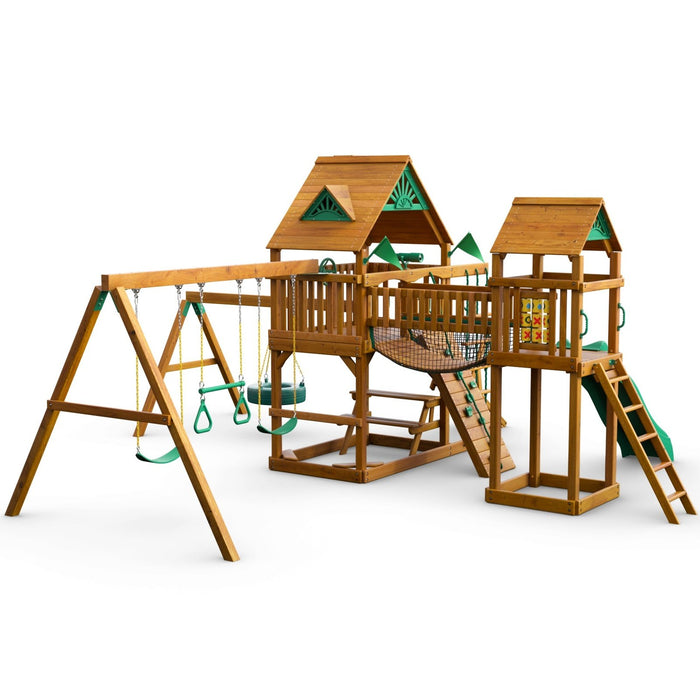 Gorilla Playsets Pioneer Peak w/ Amber Posts and Standard Wood Roof