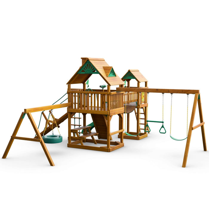 Gorilla Playsets Pioneer Peak w/ Amber Posts and Standard Wood Roof