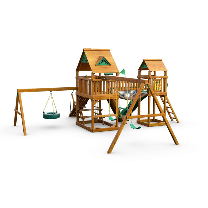 Gorilla Playsets Pioneer Peak w/ Amber Posts and Standard Wood Roof