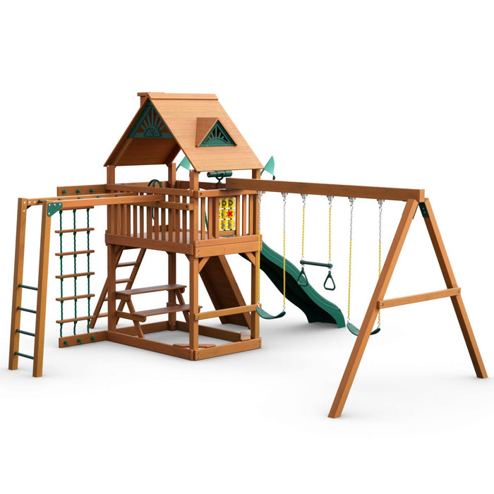 Gorilla Playsets Navigator w/ Amber Posts and Standard Wood Roof ...