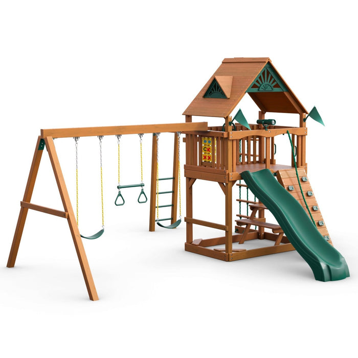 Gorilla Playsets Navigator w/ Amber Posts and Standard Wood Roof ...