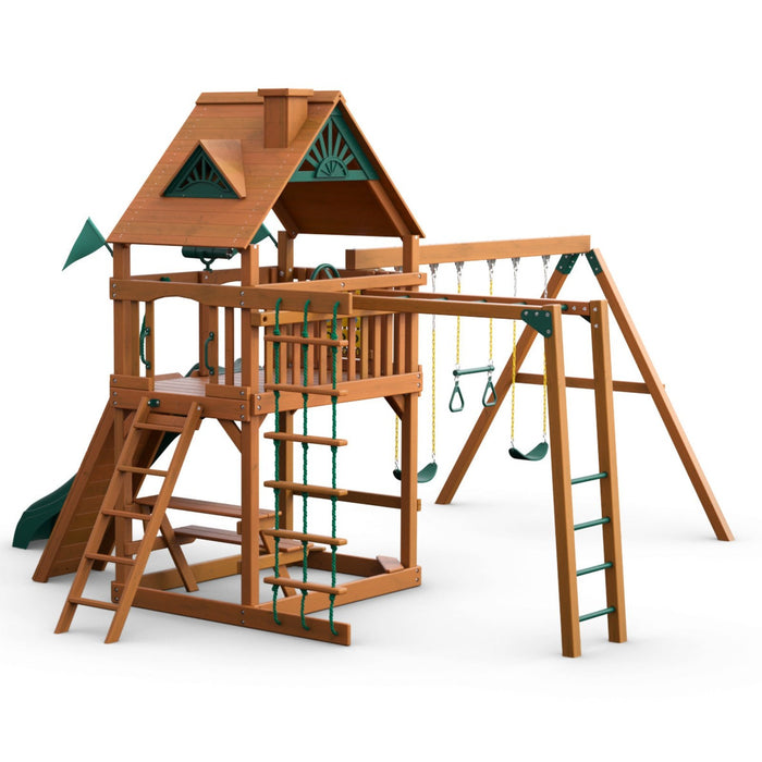 Gorilla Playsets Navigator w/ Amber Posts and Standard Wood Roof ...