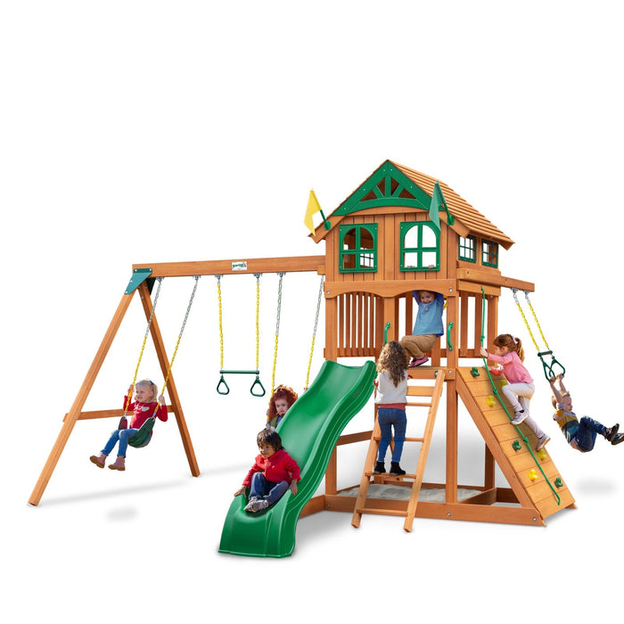 Gorilla Playsets Outing w/ Wood Roof & Trapeze Arm