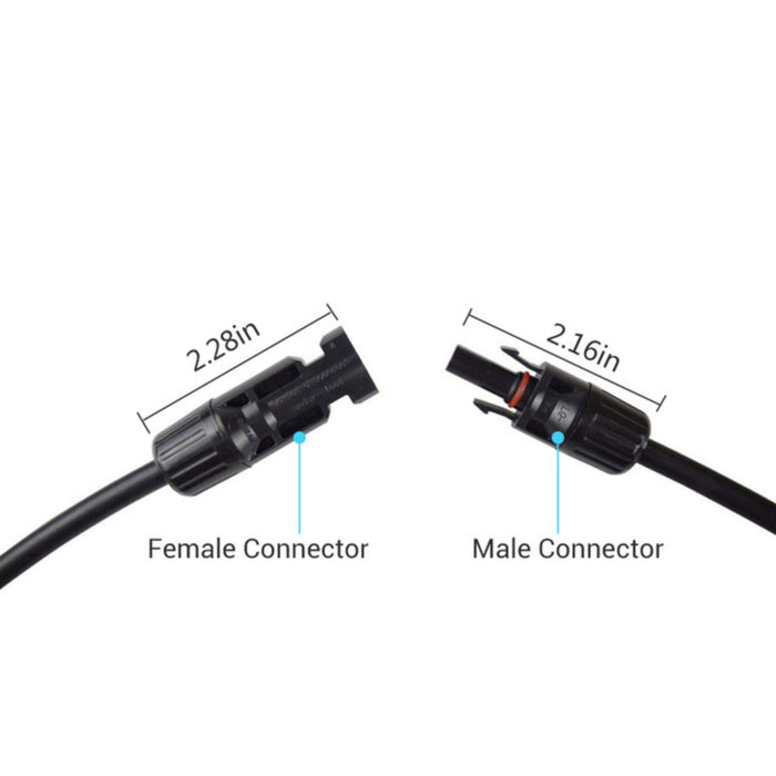 Renogy Solar Panel Extension Cable is 10Ft Long 10AWG Thickness - Equipped with MC4 Male to Female Connectors