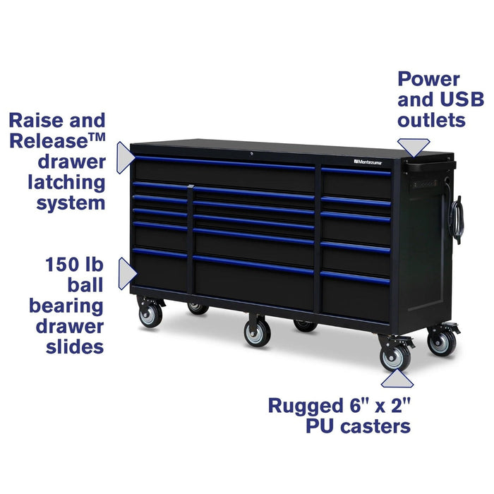 Tool Cabinet: Montezuma 16-Drawer, 72" x 20"