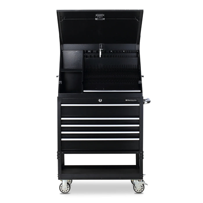 Steel Montezuma Utility Cart with 5 drawers, measuring 36" x 18"