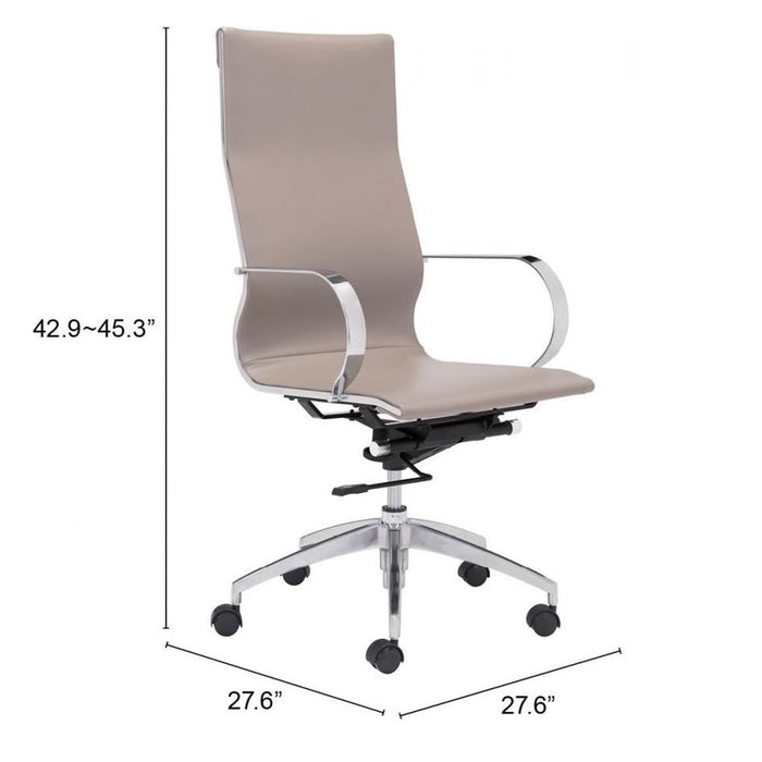 Zuo Glider Taupe Office Chair - High Back Elegance