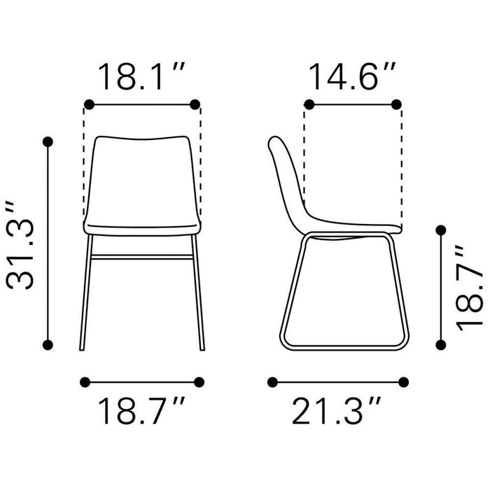 Zuo Smart Dining Chairs (2-Pack) - Vintage Espresso Set