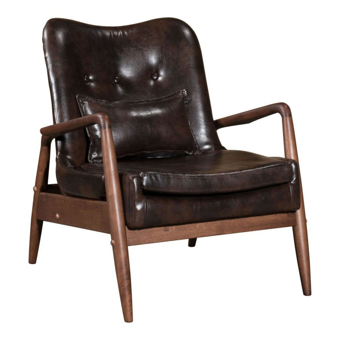 Zuo Bully Lounge Chair & Ottoman: Elegant Brown Seating Set