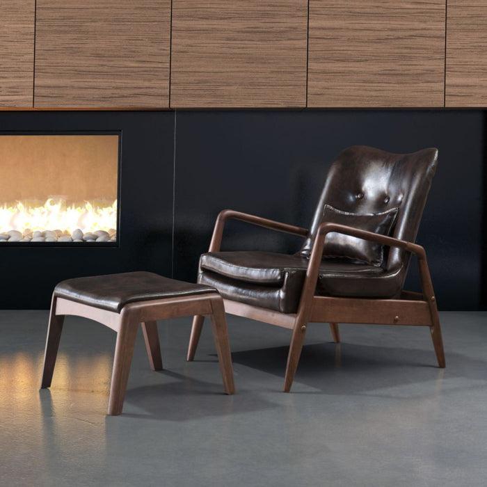 Zuo Bully Lounge Chair & Ottoman: Elegant Brown Seating Set