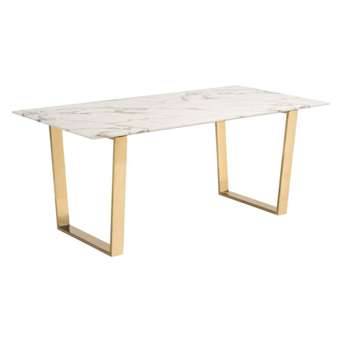 Zuo Atlas White & Gold Dining Table - Elegant Modern Design