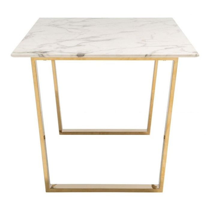 Zuo Atlas White & Gold Dining Table - Elegant Modern Design