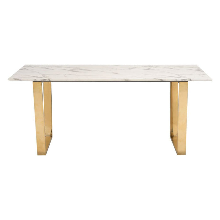 Zuo Atlas White & Gold Dining Table - Elegant Modern Design