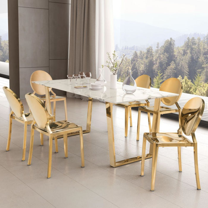 Zuo Atlas White & Gold Dining Table - Elegant Modern Design