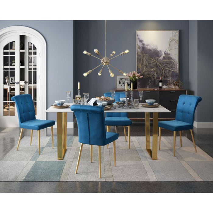 Zuo Atlas White & Gold Dining Table - Elegant Modern Design