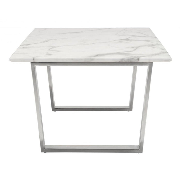 Zuo Atlas White & Silver Coffee Table - Elegant Living Room Furniture