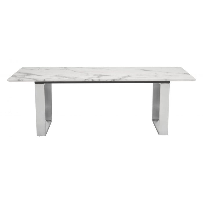 Zuo Atlas White & Silver Coffee Table - Elegant Living Room Furniture