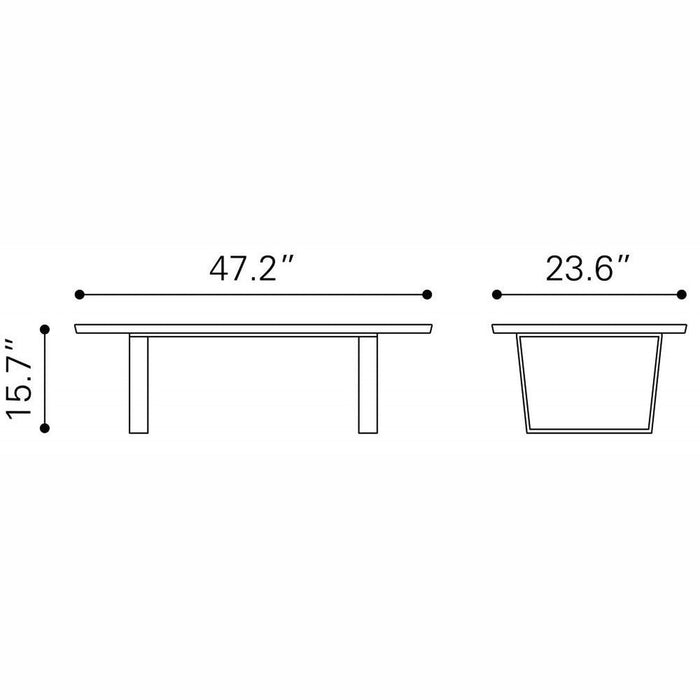 Zuo Atlas White & Silver Coffee Table - Elegant Living Room Furniture