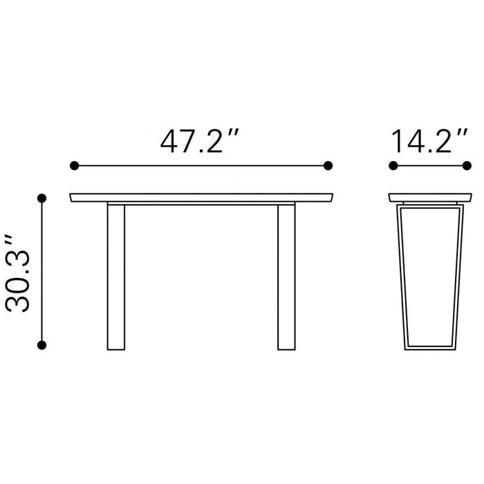 Zuo Atlas White & Silver Console Table - Elegant Modern Design