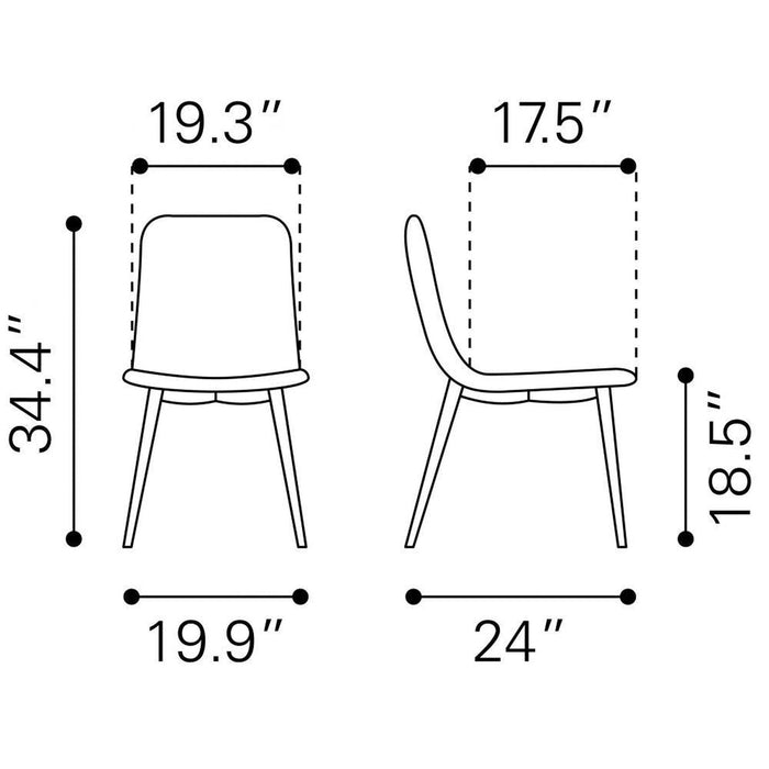 Zuo Tangiers Dining Chairs (2-Pack) in Elegant Taupe – Limited Stock