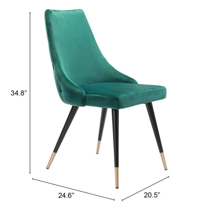 Zuo Piccolo Dining Chairs (2-Pack) in Elegant Green – Stylish Seating Duo