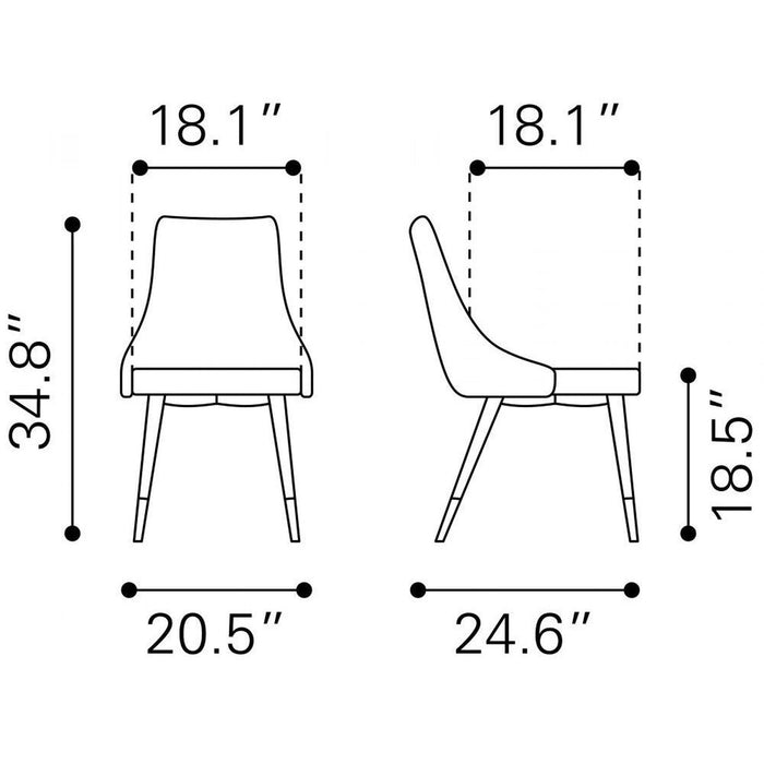 Zuo Piccolo Dining Chairs (2-Pack) in Elegant Green – Stylish Seating Duo