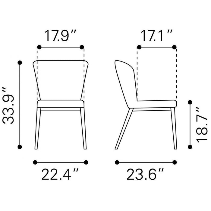 Zuo Tolivere Dining Chairs: Set of 2 in Elegant Green