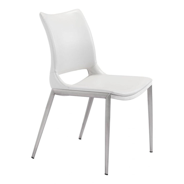 Zuo Ace Dining Chairs - Set of 2 in Elegant White & Silver