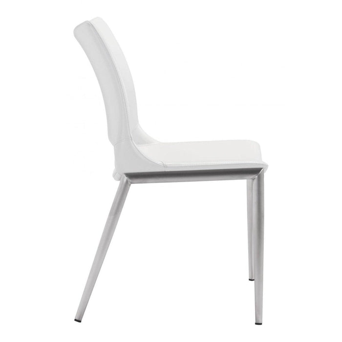 Zuo Ace Dining Chairs - Set of 2 in Elegant White & Silver