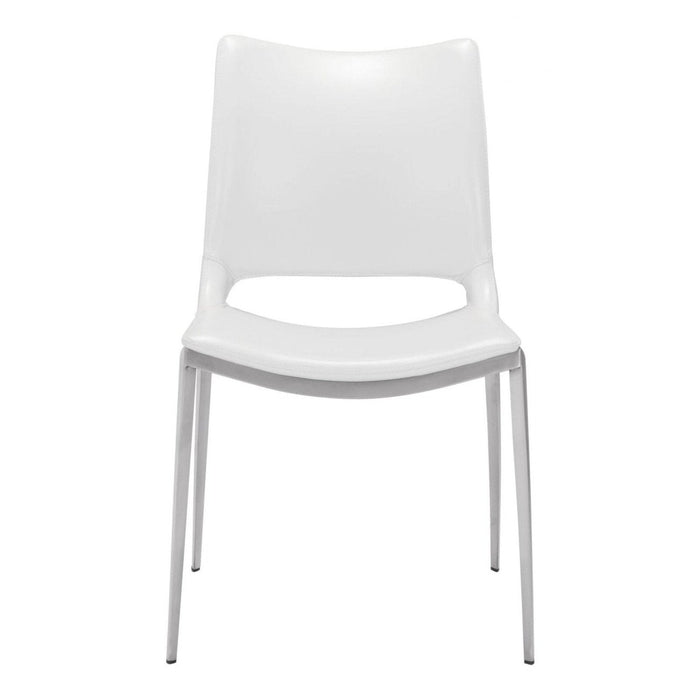 Zuo Ace Dining Chairs - Set of 2 in Elegant White & Silver