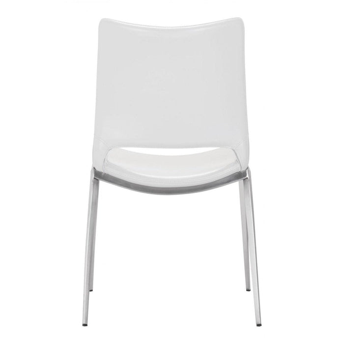 Zuo Ace Dining Chairs - Set of 2 in Elegant White & Silver