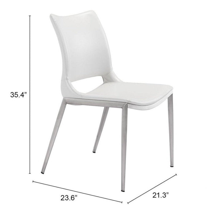 Zuo Ace Dining Chairs - Set of 2 in Elegant White & Silver