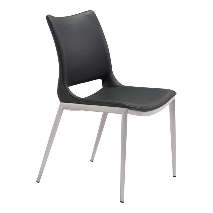 Zuo Ace Dining Chairs: Stylish Set of 2 in Black & Silver