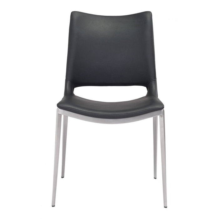 Zuo Ace Dining Chairs: Stylish Set of 2 in Black & Silver