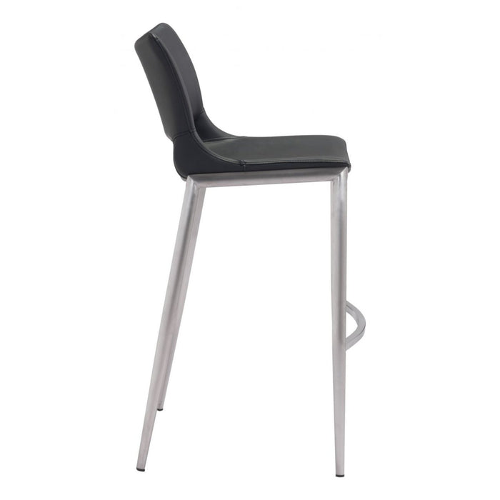 Zuo Ace Bar Chair Set - 2-Pack in Elegant Black & Silver