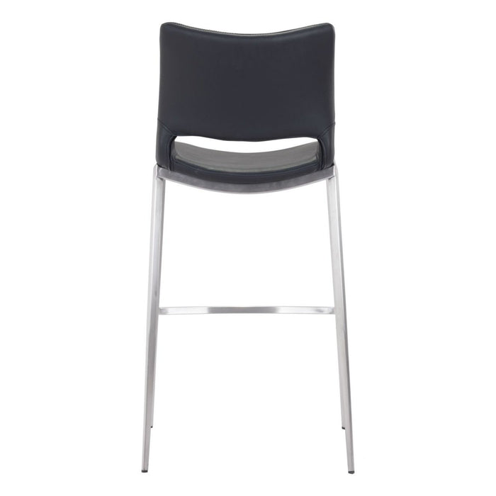 Zuo Ace Bar Chair Set - 2-Pack in Elegant Black & Silver