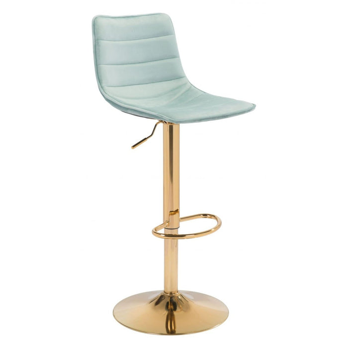 Zuo Prima Bar Chair: Elegant Light Green & Gold Design