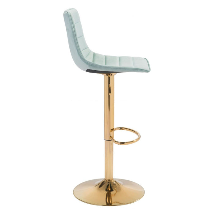 Zuo Prima Bar Chair: Elegant Light Green & Gold Design