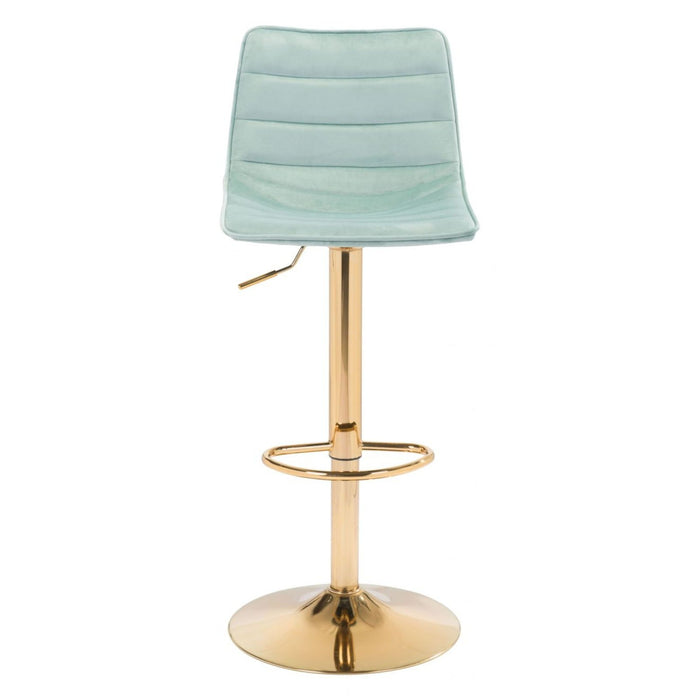 Zuo Prima Bar Chair: Elegant Light Green & Gold Design