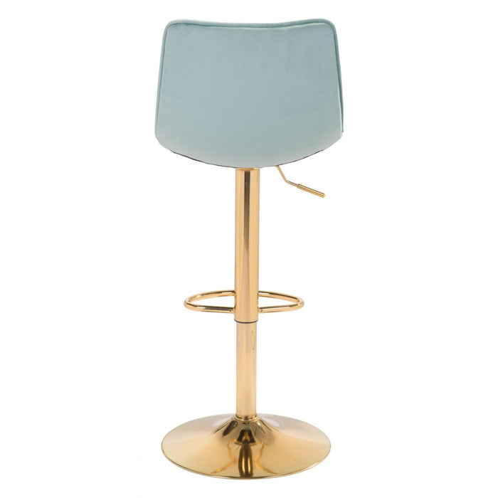 Zuo Prima Bar Chair: Elegant Light Green & Gold Design