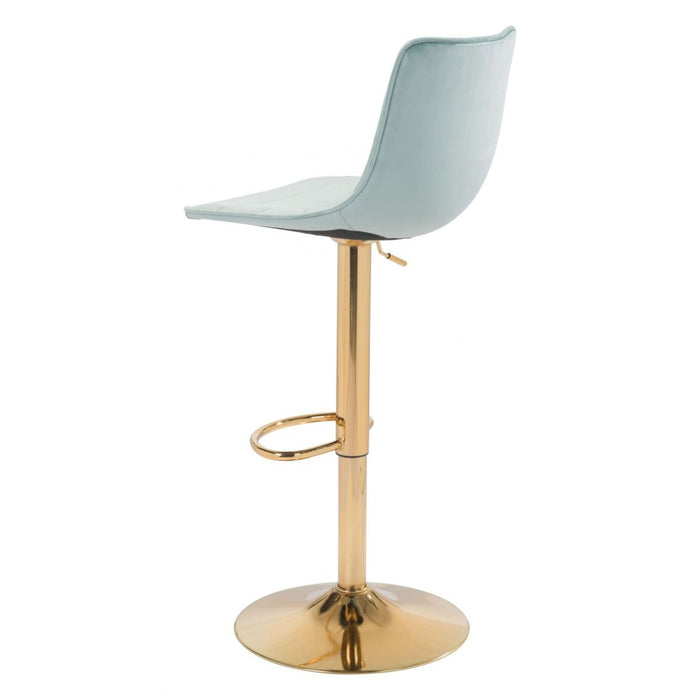 Zuo Prima Bar Chair: Elegant Light Green & Gold Design