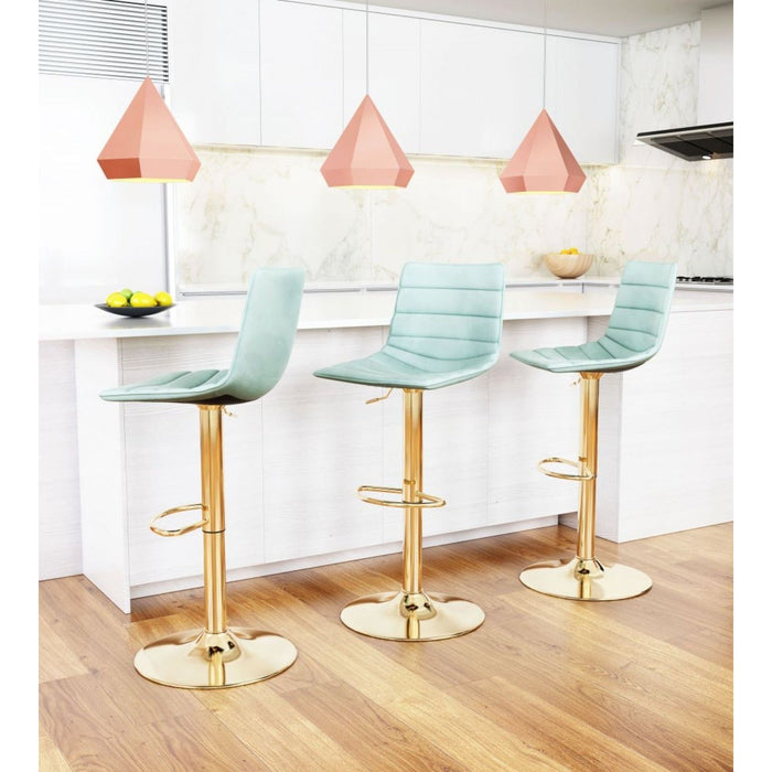 Zuo Prima Bar Chair: Elegant Light Green & Gold Design