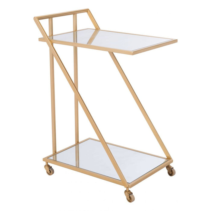 Zuo Alto Mirror & Gold Bar Cart – Stylish Mobile Bar Accent