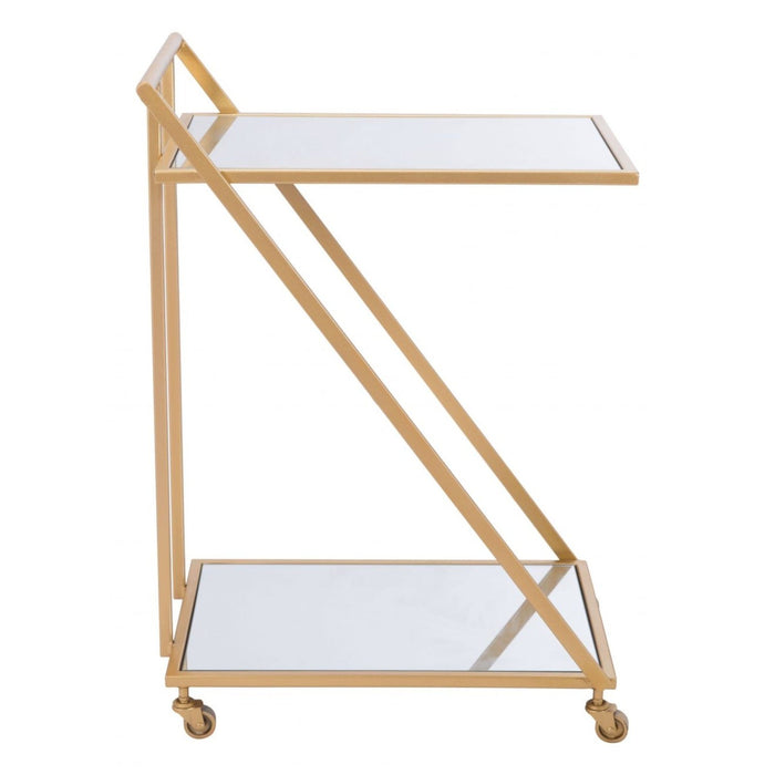 Zuo Alto Mirror & Gold Bar Cart – Stylish Mobile Bar Accent