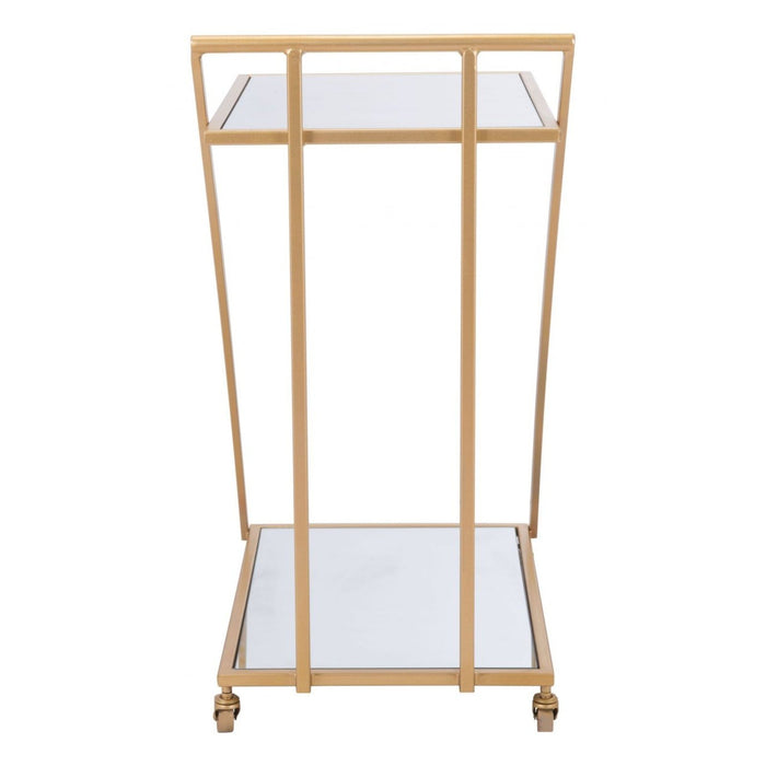 Zuo Alto Mirror & Gold Bar Cart – Stylish Mobile Bar Accent