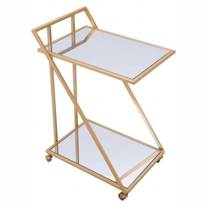 Zuo Alto Mirror & Gold Bar Cart – Stylish Mobile Bar Accent