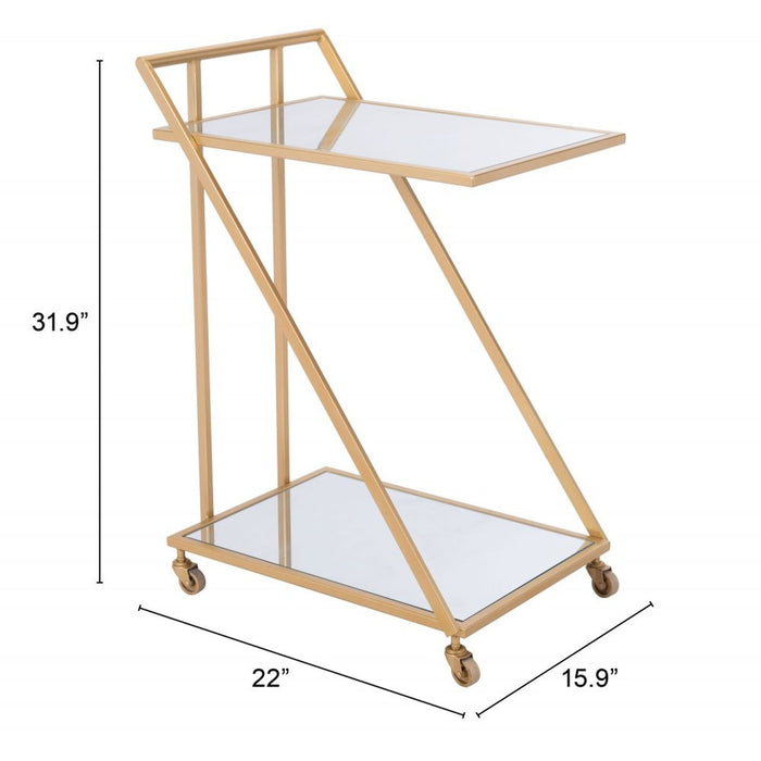 Zuo Alto Mirror & Gold Bar Cart – Stylish Mobile Bar Accent