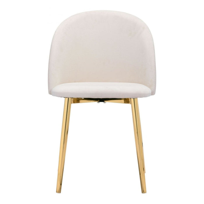 Zuo Cozy Dining Chairs: Elegant Cream & Gold Set (2-Pack)