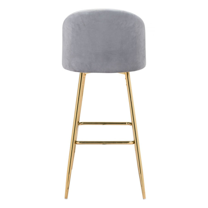 Zuo Cozy Bar Chair: Elegant Gray & Gold Seating