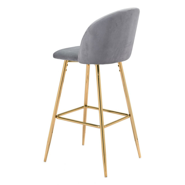 Zuo Cozy Bar Chair: Elegant Gray & Gold Seating